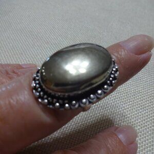 Unique APACHE PYRITE Handmade Sterling Ring Size 8.25 #31C